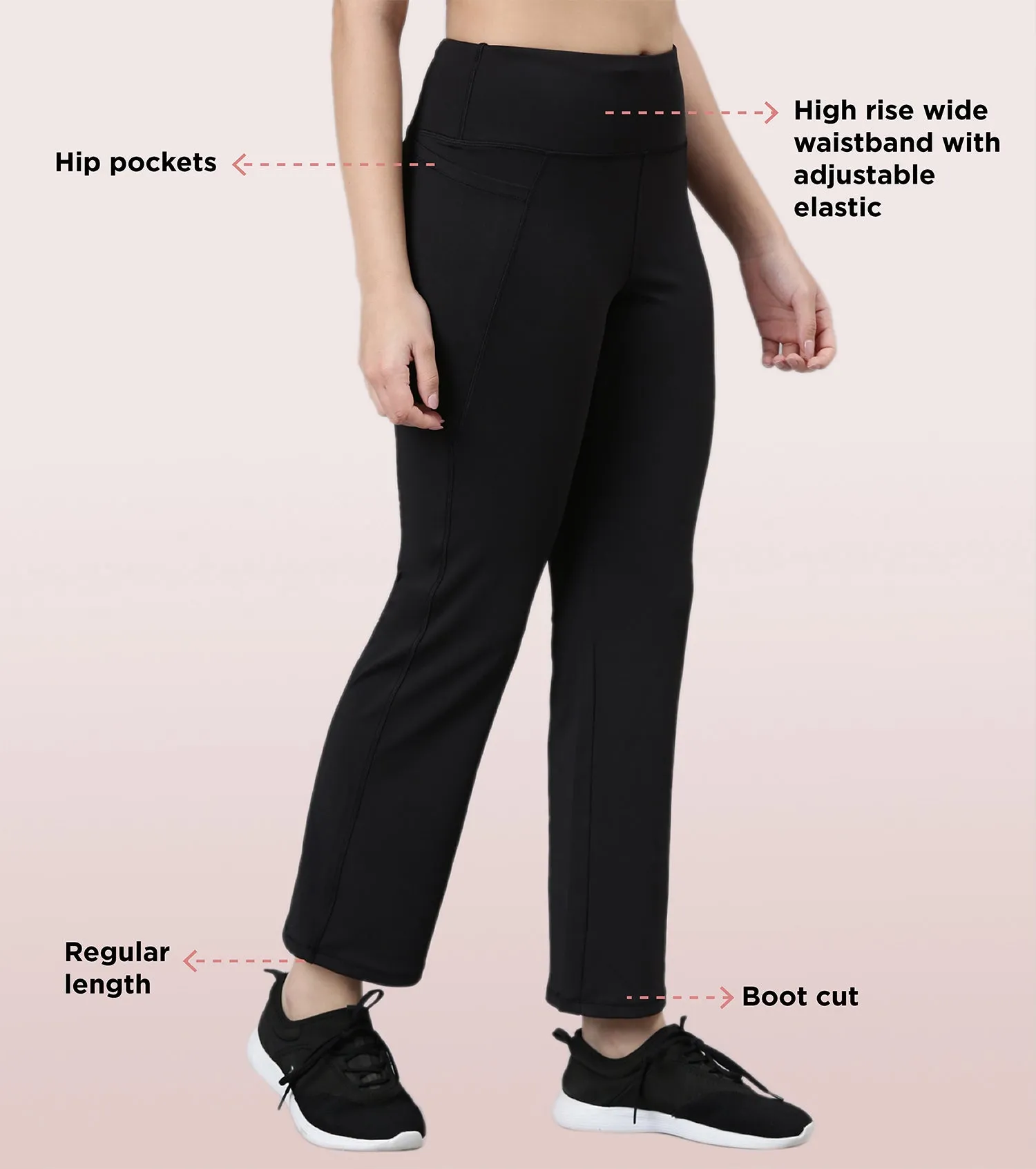 Enamor Boot Cut Active Pant | High Waist Workout Pant For Women | A402 